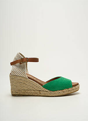 Espadrilles nubuck talon de 7 à 9cm vert LA MAISON DE L'ESPADRILLE femme