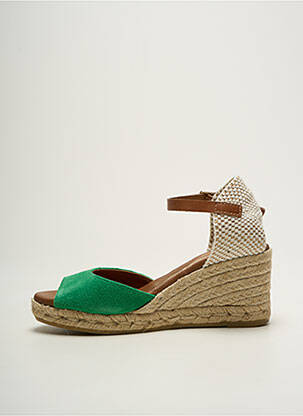 Espadrilles nubuck talon de 7 à 9cm vert LA MAISON DE L'ESPADRILLE femme