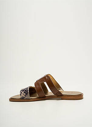 Mules/sabots tissage satiné talon plat jusqu'à 3cm marron NIMAL femme