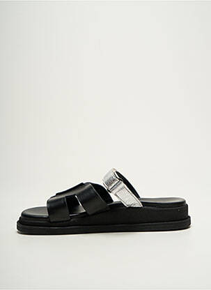 Mules/sabots matière lisse talon de 4 à 6cm argent SMS femme