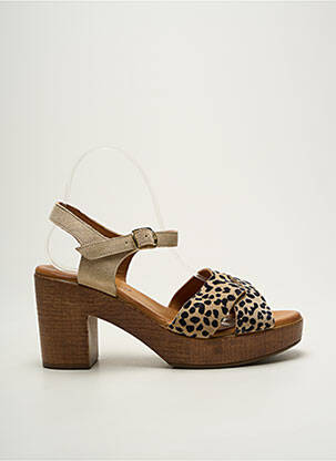 Sandales/nu pieds semi compensé talon de 7 à 9cm beige COCO ET ABRICOT femme