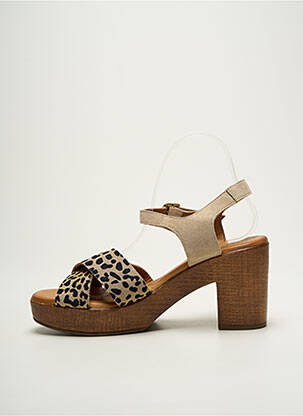 Sandales/nu pieds semi compensé talon de 7 à 9cm beige COCO ET ABRICOT femme