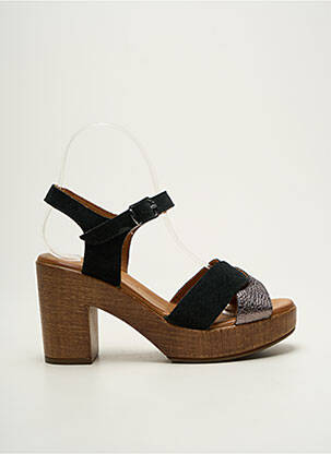 Sandales/nu pieds semi compensé talon de 7 à 9cm noir COCO ET ABRICOT femme