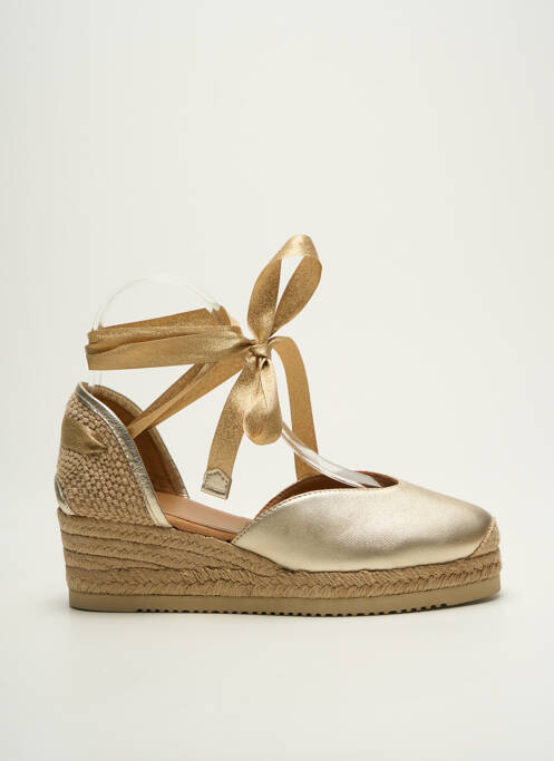 Espadrilles tissage satiné talon de 4 à 6cm or UNISA femme