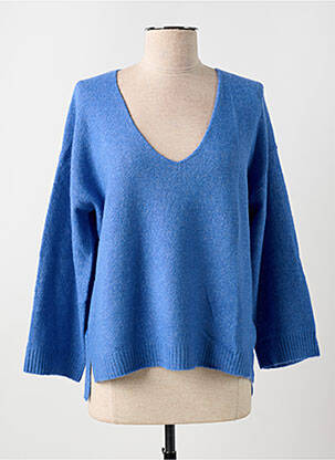 Pull col v manches longues bleu GRACE & MILA femme
