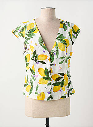 Chemisier manches courtes manches courtes jaune GRACE & MILA femme