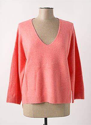 Pull col v manches longues rose GRACE & MILA femme