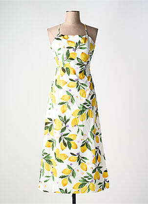 Robe mi-longue imprimé fantaisie sans manche blanc GRACE & MILA femme