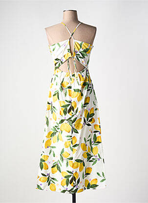 Robe mi-longue imprimé fantaisie sans manche blanc GRACE & MILA femme