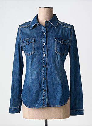 Chemisier coupe cintrée manches longues bleu BISCOTE femme
