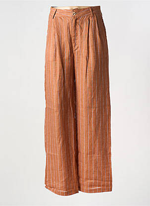 Pantalon large fermeture zippée sous rabat boutonné taille normale marron SEE U SOON femme