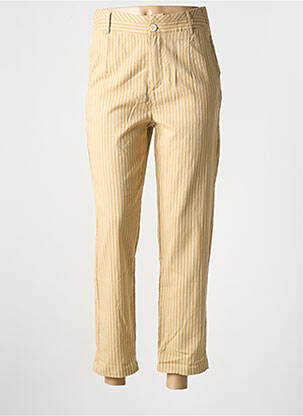 Pantalon 7/8 fermeture zippée sous rabat boutonné taille normale beige SEE U SOON femme
