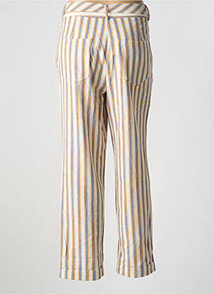 Pantalon droit tissage popeline taille normale beige SEE U SOON femme