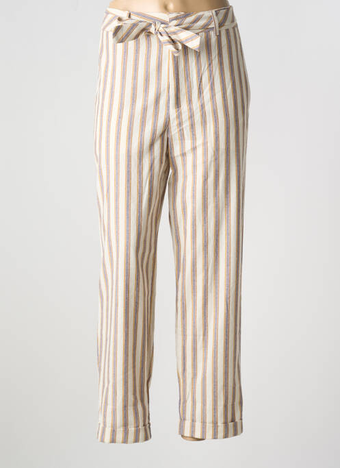 Pantalon droit tissage popeline taille normale beige SEE U SOON femme