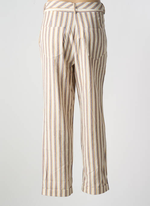 Pantalon droit tissage popeline taille normale beige SEE U SOON femme