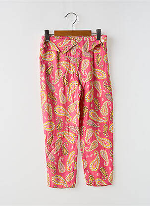 Pantalon droit coupe droite taille élastique rose IKKS fille