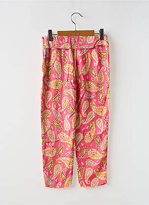Pantalon droit coupe droite taille élastique rose IKKS fille