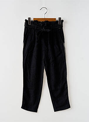 Pantalon droit fermeture zippée sous rabat boutonné taille ajustable noir IKKS fille