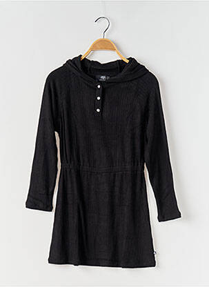 Robe mi-longue col rond manches longues noir LE TEMPS DES CERISES fille