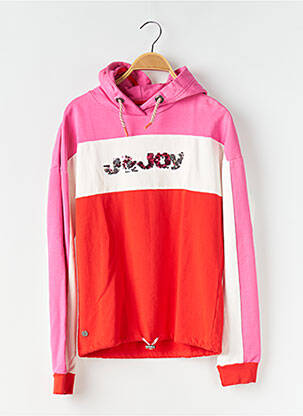 Sweat-shirt à capuche stretch manches longues rose J&JOY fille