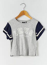 T-shirt stretch manches courtes gris IKKS fille