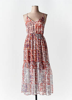 Robe longue manches bretelles ajustables fines bretelles orange LES TROPEZIENNES PAR M.BELARBI femme