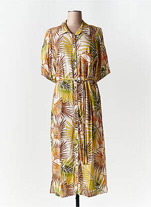 Robe longue manches courtes manches courtes vert GEISHA femme