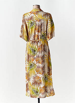 Robe longue manches courtes manches courtes vert GEISHA femme