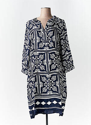 Robe mi-longue manches 3/4 manches 3/4 bleu STREET ONE femme