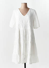 Robe mi-longue manches courtes manches courtes blanc GEISHA femme
