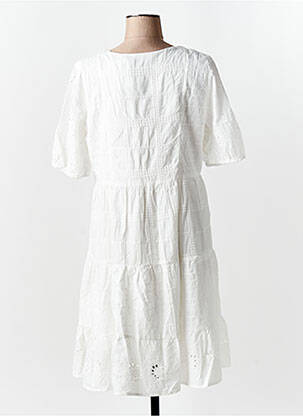 Robe mi-longue manches courtes manches courtes blanc GEISHA femme