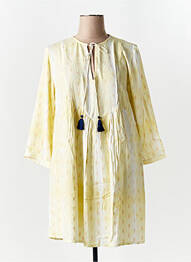 Robe courte coupe évasée manches longues jaune LES TROPEZIENNES PAR M.BELARBI femme