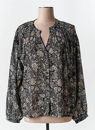 Chemisier imprimé fleurs manches longues noir GARCIA femme