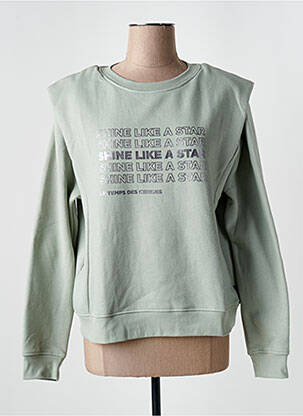 Sweat-shirt manches courtes et longues superposées manches longues vert LE TEMPS DES CERISES fille