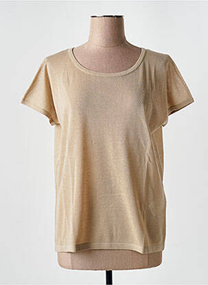 Pull coupe cintrée manches courtes marron GEISHA femme