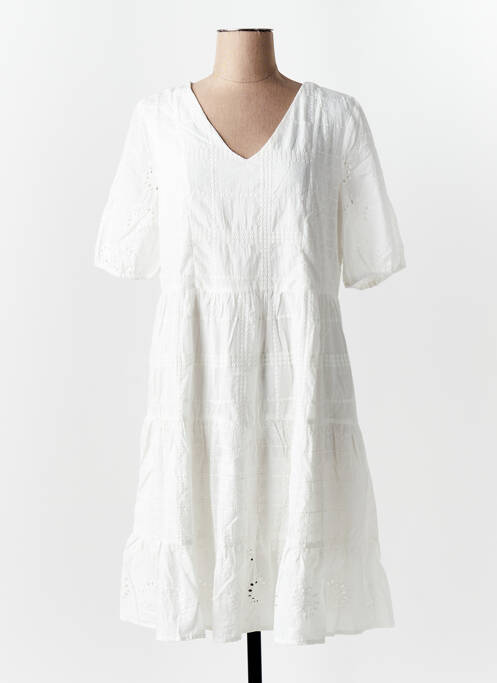 Robe mi-longue blanc GEISHA pour femme