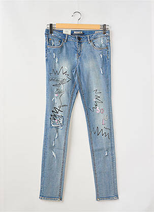 Jeans coupe slim effet usé délavé taille ajustable bleu GARCIA fille