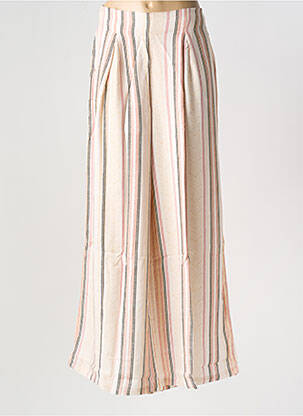 Pantalon large tissage crêpe taille haute rose GEISHA femme
