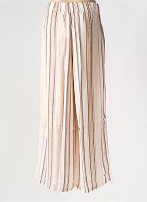 Pantalon large tissage crêpe taille haute rose GEISHA femme