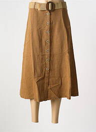 Jupe mi-longue taille à pinces marron GEISHA femme