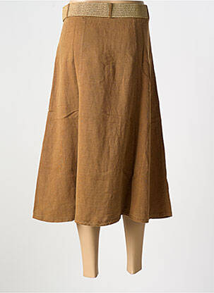Jupe mi-longue taille à pinces marron GEISHA femme