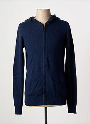 Gilet manches longues maille fine bleu LE TEMPS DES CERISES homme