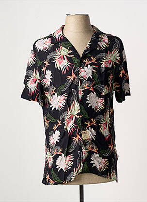 Chemise manches courtes imprimé fantaisie noir SCHOTT homme