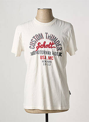 T-shirt coupe cintrée manches courtes blanc SCHOTT homme