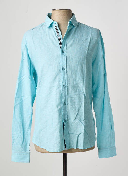 Chemise manches longues bleu LE TEMPS DES CERISES pour homme