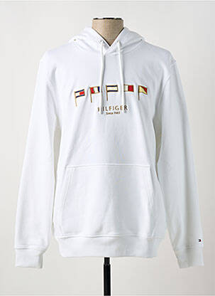 Sweat-shirt à capuche broderie manches longues blanc TOMMY HILFIGER homme