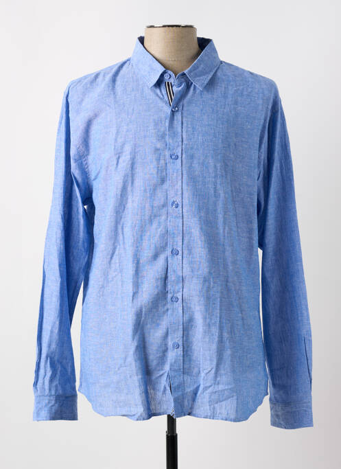 Chemise manches longues coupe droite bleu LE TEMPS DES CERISES homme