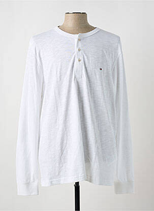T-shirt col tunisien manches longues blanc TOMMY HILFIGER homme
