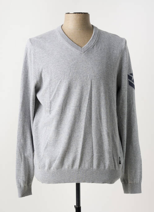 Pull col v manches longues gris FREEMAN T.PORTER homme