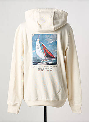 Sweat-shirt à capuche poches manches longues beige TOMMY HILFIGER homme